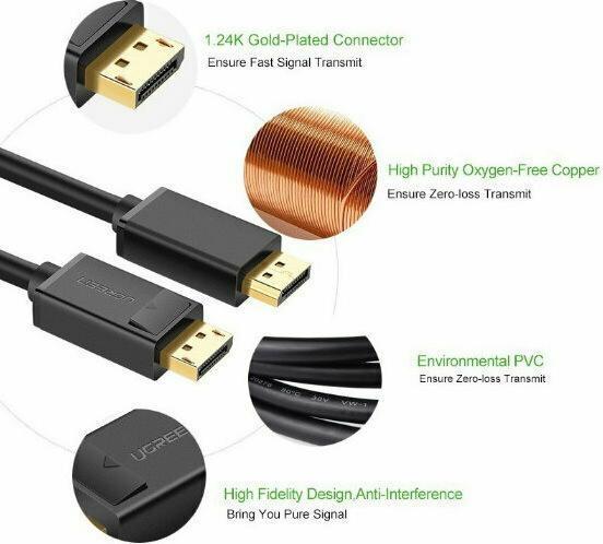 Produktbild Ugreen DisplayPort to DisplayPort Cable DP102, 4K, 3D, 1m (Black) (1 m, DisplayPort, 1.2)
