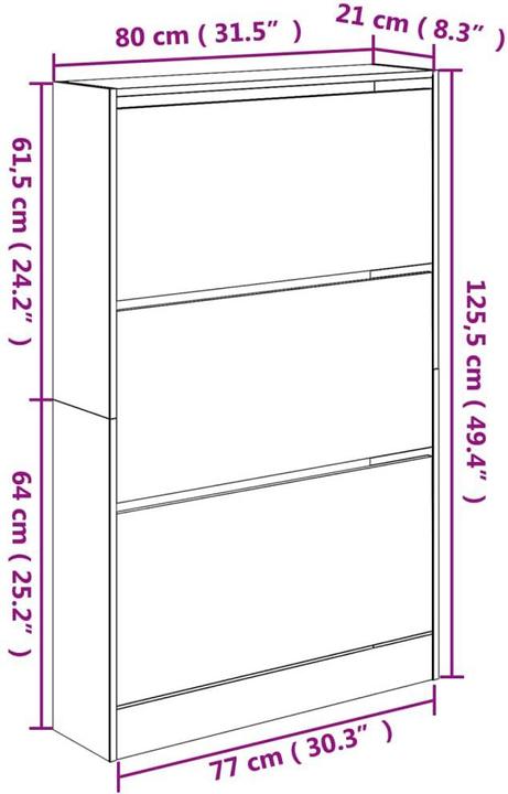Actual product image vidaXL Nalani (80 x 21 x 125.5 cm)