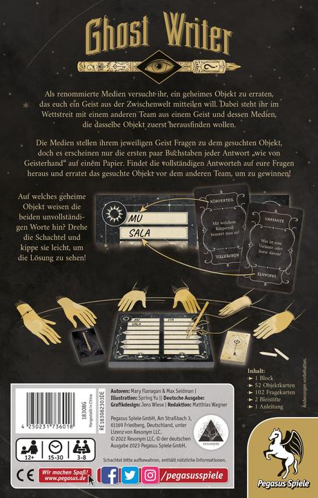 Produktbild Pegasus Ghost Writer, Brettspiel, für 3-8 Spieler, ab 12 Jahren, DE-Ausgabe (Deutsch)