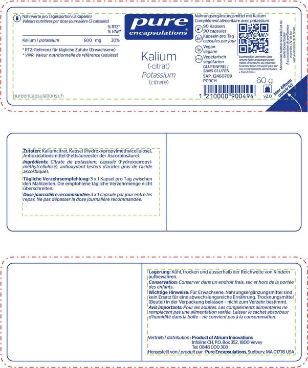 Actual product image Pure encapsulations potassium (90 Piece, Capsules, 84 g)