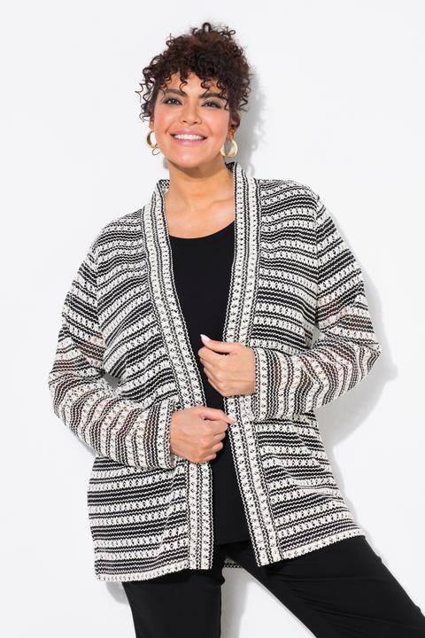 Immagine prodotto Ulla Popken Cardigan aperto con righe di maglia e maniche lunghe (56)