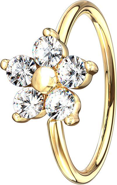 Produktbild Star Piercing Micro Piercing Ring 14k vergoldet Kristallblume silber (Messing)