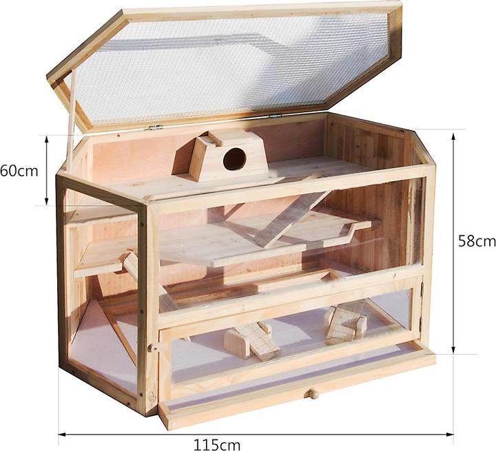 Actual product image Wiltec XXL rodent cage 1150x600x580mm wooden small animal house hamster cage mouse cage