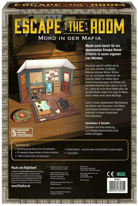 Actual product image Thinkfun - 76535 - Escape the Room - Murder in the Mafia, can you solve the case and get out alive? (German)