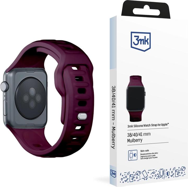 Immagine prodotto 3MK Cinturino in silicone ciemnofioletowy /mulberry dla Apple Watch 38/40/41mm (Acciaio inossidabile, Silicone)