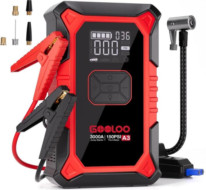 Gooloo A3 Jump-Starter/Kompressor 12 V, 3000A (3000 A)