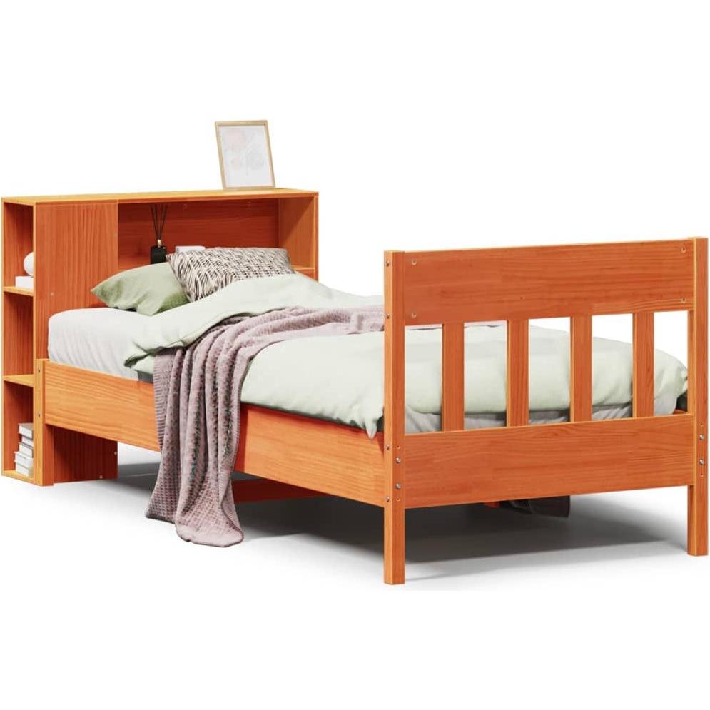 VidaXL, Bett, Massivholzbett Holzbett Bett Einzelbett Bettgestell Wachsbraun 90x190cm (90 x 190 cm)