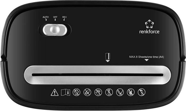 Produktbild Renkforce RF-PPS-15L Aktenvernichter 6 Blatt Mikroschnitt 3 x 9 mm P-5 15 l Vernichtet auch Kreditkarte (Microschnitt)