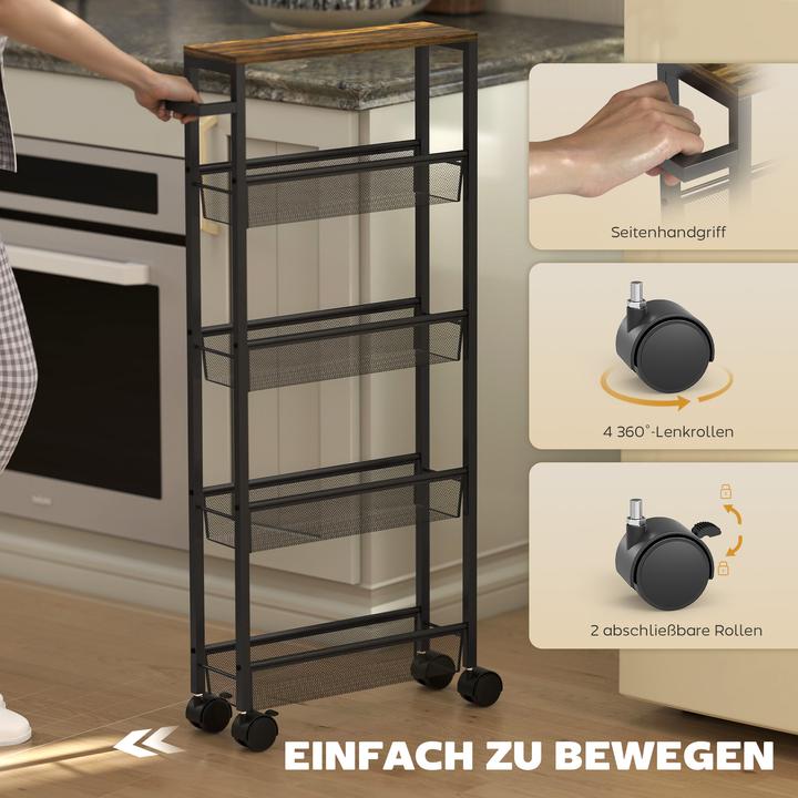 Produktbild Homcom Küchenwagen Metall, Spanplatte Schwarz