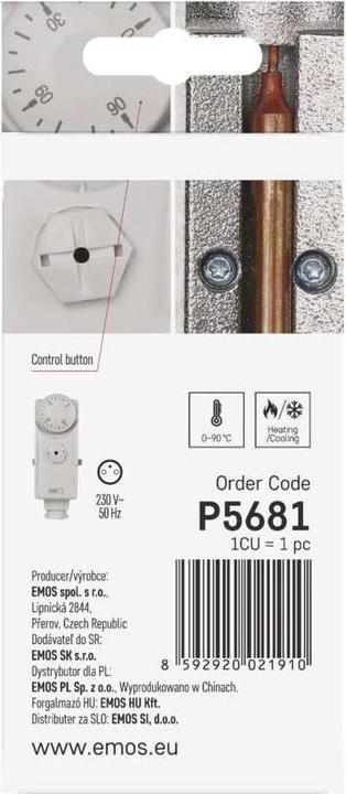 Image du produit Emos Thermostat d'applique P5681, manuel