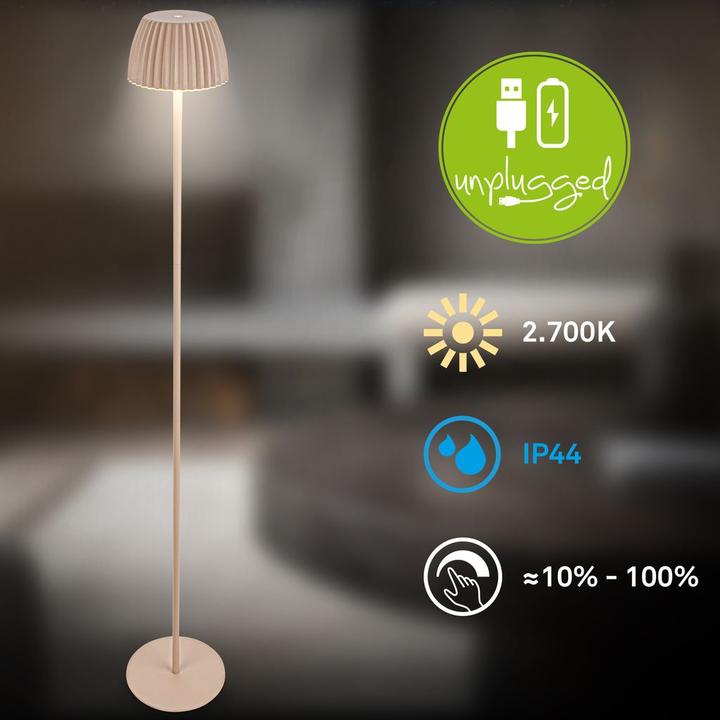 Image du produit Briloner Brilo unplugged RIFFLE Akku LED Stehleuchte mit Lichtkante -Beige (400 lm)