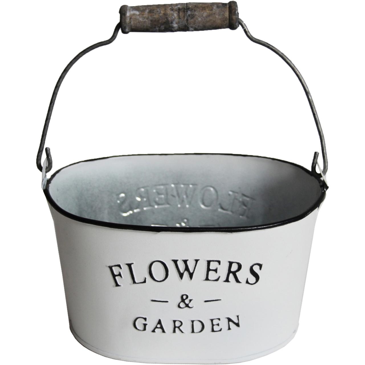 HTI-Living, Blumentopf, Pflanztopf Zink mit Henkel (12.50 cm)