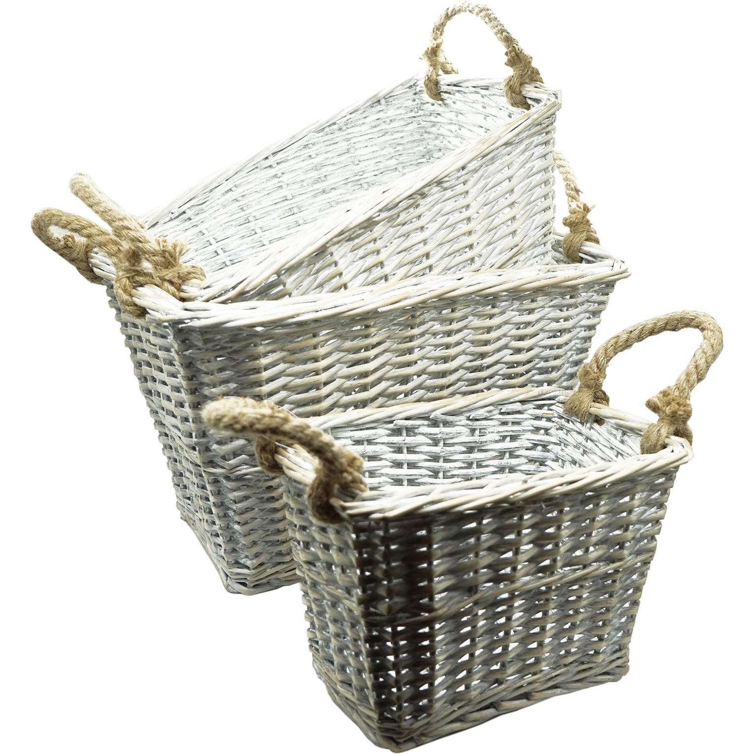 HTI-Living, Aufbewahrungskorb, Weide-Pflanzkorb, 3er Set (3 x, Ø 19 cm)