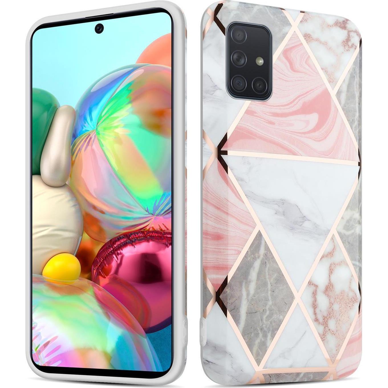 Cadorabo IMD TPU Bunter Marmor Cover (Samsung Galaxy A51 5G), Smartphone Hülle, Grau