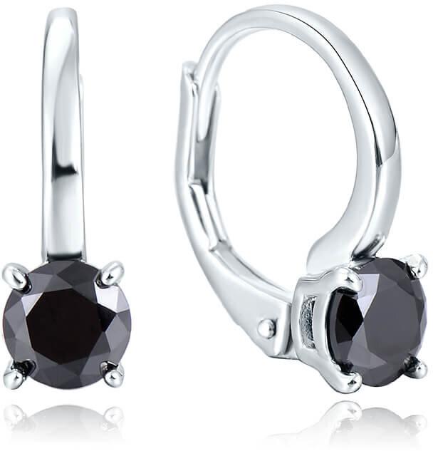 Produktbild Beneto Elegant silver earrings withack zircons AGUC2255 (L)