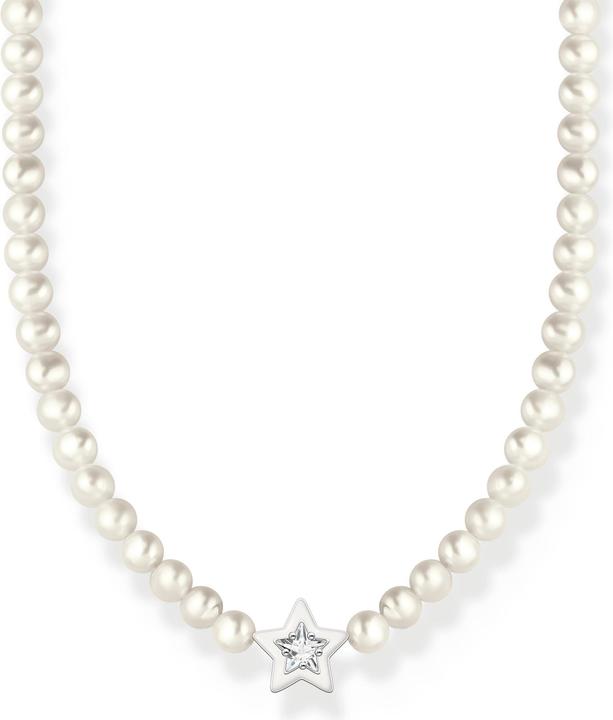 Produktbild Thomas Sabo Halskette Beads Stern mit Perlen und weisser Kaltemaille Silber (925er Silber, Emaille)