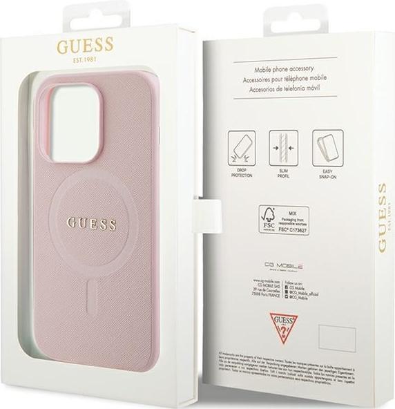 Actual product image Guess GUHMP13LPSAHMCP iPhone 13 Pro / 13 6.1" różowy/pink hardcase Saffiano MagSafe (Apple iPhone 13, Apple iPhone 13 Pro)
