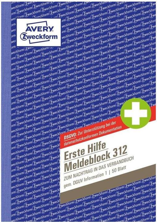 Produktbild Avery Zweckform Erste Hilfe Meldeblock 312, DIN A5, 50 Blatt (50 x)