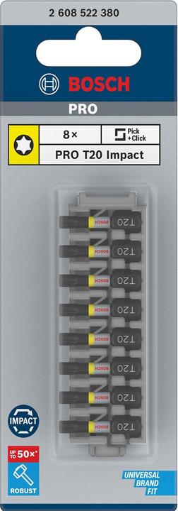 Produktbild Bosch Zubehör PRO Torx Impact Bit, T20, 25 mm, 8-tlg. (Schraubschlitz)