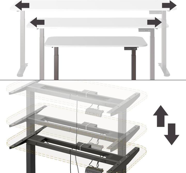 Produktbild Vicco Schreibtisch Elevate, Weiss/Schwarz, 180 x 57.5 cm (120 x 60 x 120 cm)