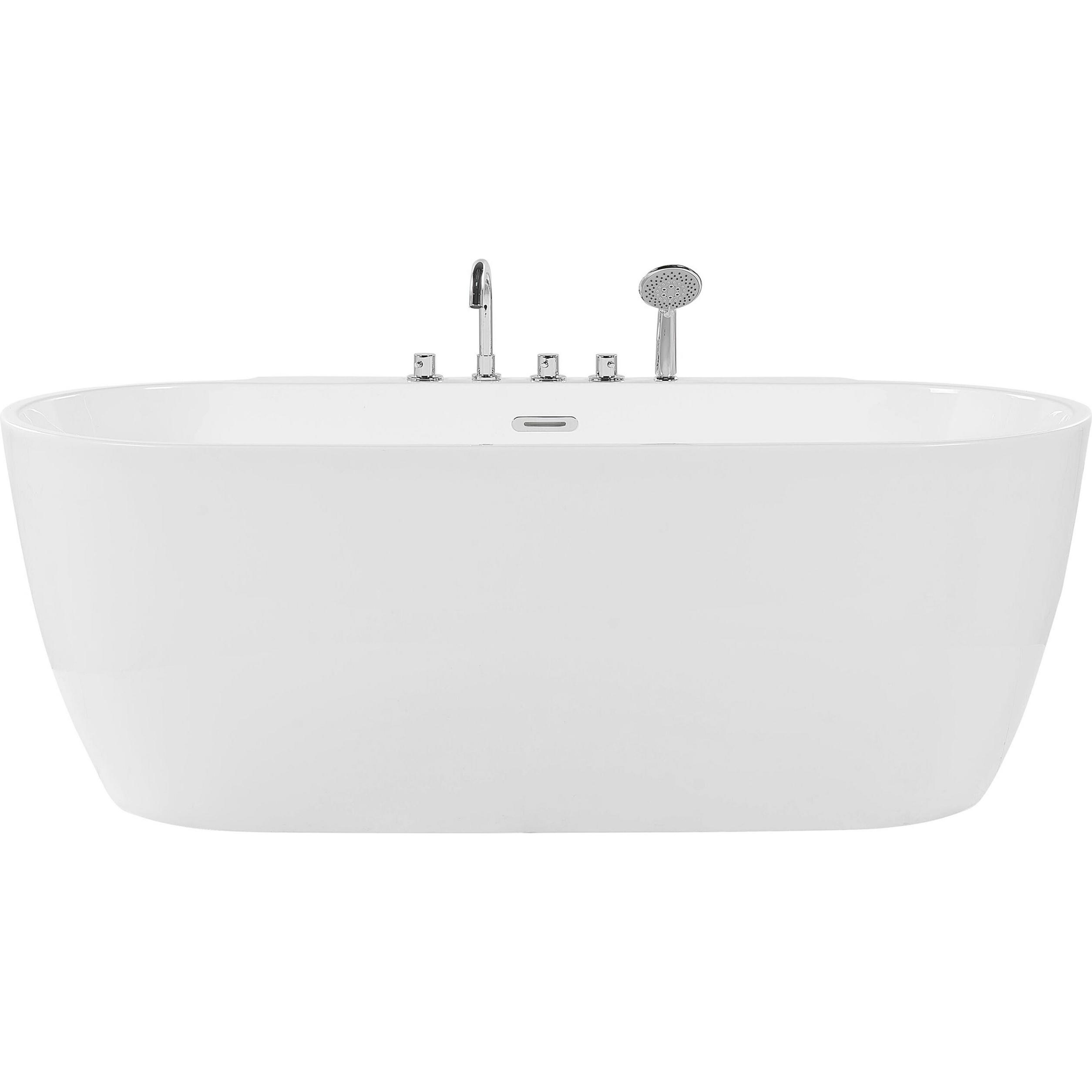 Beliani, Badewanne, Badewanne freistehend weiss mit Armatur oval 170 x 80 cm ROTSO (286 l, 80 cm)