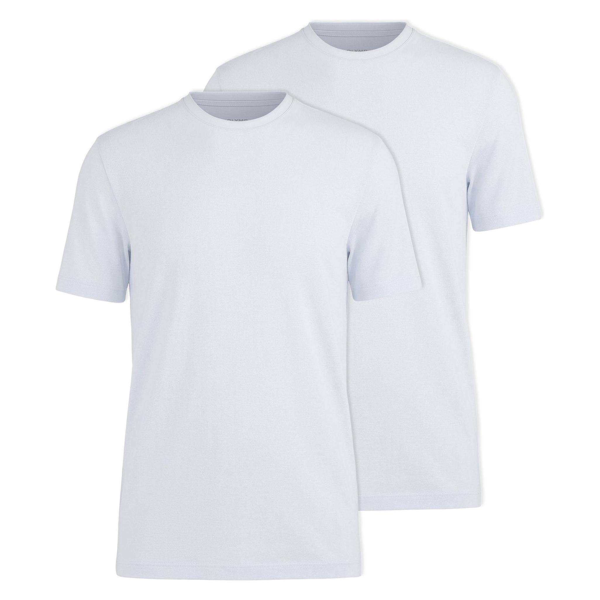 Olymp, Herren, Shirts, 2-Pack T-Shirt Crew White, Weiss, (L)