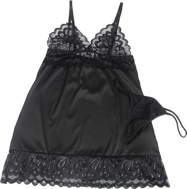 Produktbild Subblime Babydoll Mit Blumenprint Auf Der Brust Schwarz S/M (S, M)