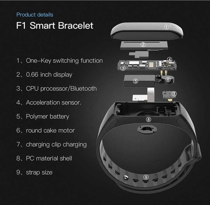 Actual product image JTI F1 Plus WearFit activity tracker with colour display - red