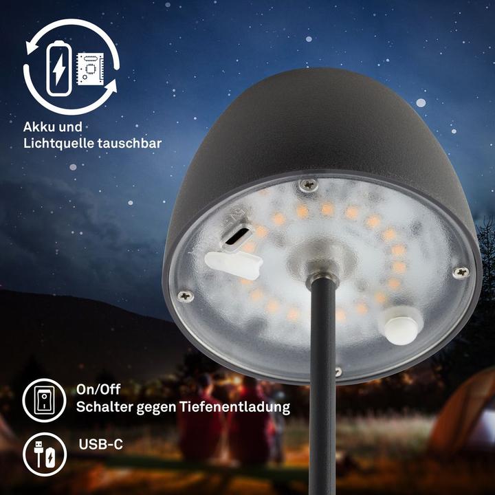 Image du produit Briloner Lampe de table LED rechargeable avec station de recharge, Mini, Touch, Anthracite (150 lm)
