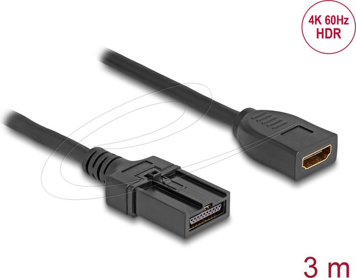 Produktbild Delock HDMI Automotive Kabel HDMI-A Buchse auf HDMI-E Stecker 3 m 4K 60 Hz (3 m)