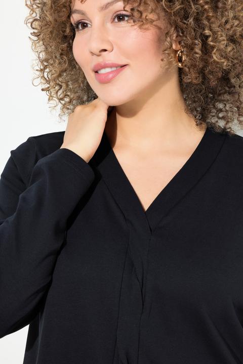Immagine prodotto Ulla Popken Maglia a costine con trecce, scollo a V e maniche lunghe (58)