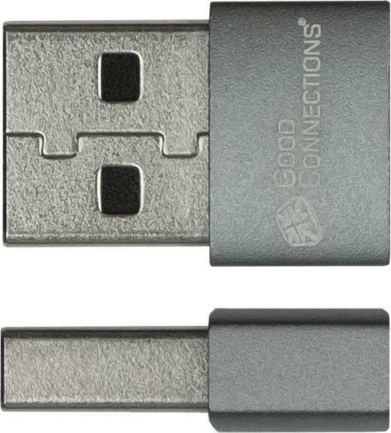 Actual product image Good Connections Adapter USB 2.0 plug A to USB-C socket aluminium housing grey set of 2 Good (USB 2.0, 60 W)
