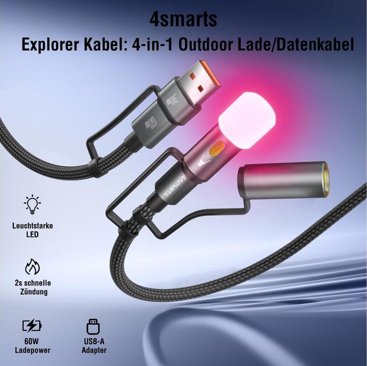 Image du produit 4smarts Kit de câbles USB-C 4en1 Explorer (1 m, USB 2.0, 60 W)