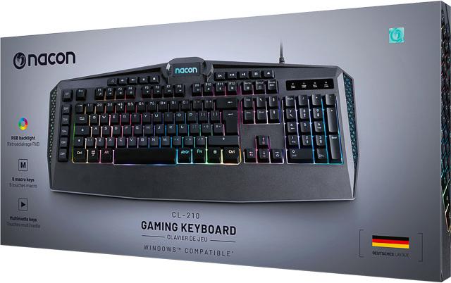 Actual product image Nacon Gaming Keyboard CL-210DE (Black, German layout, wired, RGB lighting) (DE, Cable)