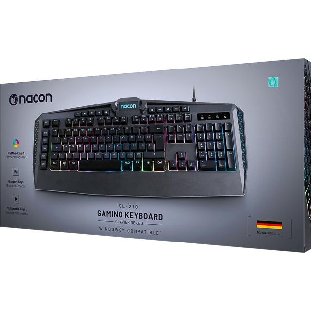 Nacon Gaming Tastatur CL-210DE (Schwarz, deutsches Layout, kabelgebunden, RGB-Beleuchtung) (DE, Kabelgebunden), Tastatur...