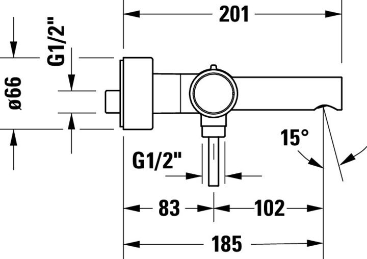 Valori nutrizionali e ingredienti Duravit Miscelatore monocomando per vasca Circle, sporgenza 185 mm, esterno, cromo, CE5230000010
