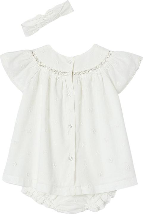 Immagine prodotto Vertbaudet Mädchen Baby-Set: Kleid mit Lochstickerei, Shorts & Haarband (62)