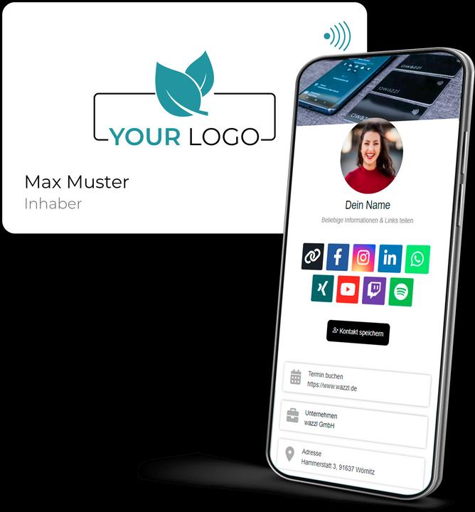 Image du produit wazzl carte à puce personnalisable - carte de visite numérique NFC