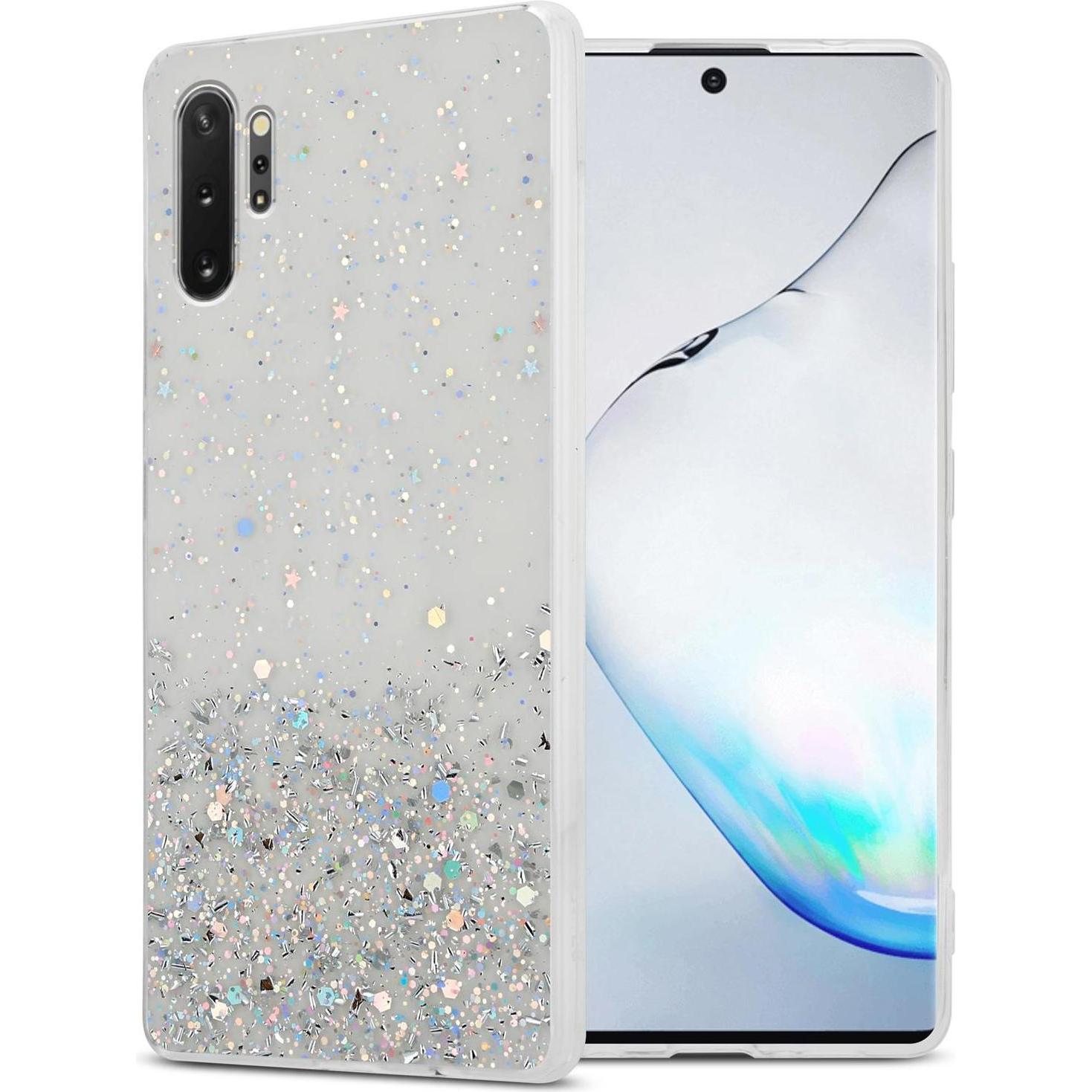 Cadorabo TPU Cover funkelnder Glitter (Samsung Galaxy Note 10 Plus), Smartphone Hülle, Transparent