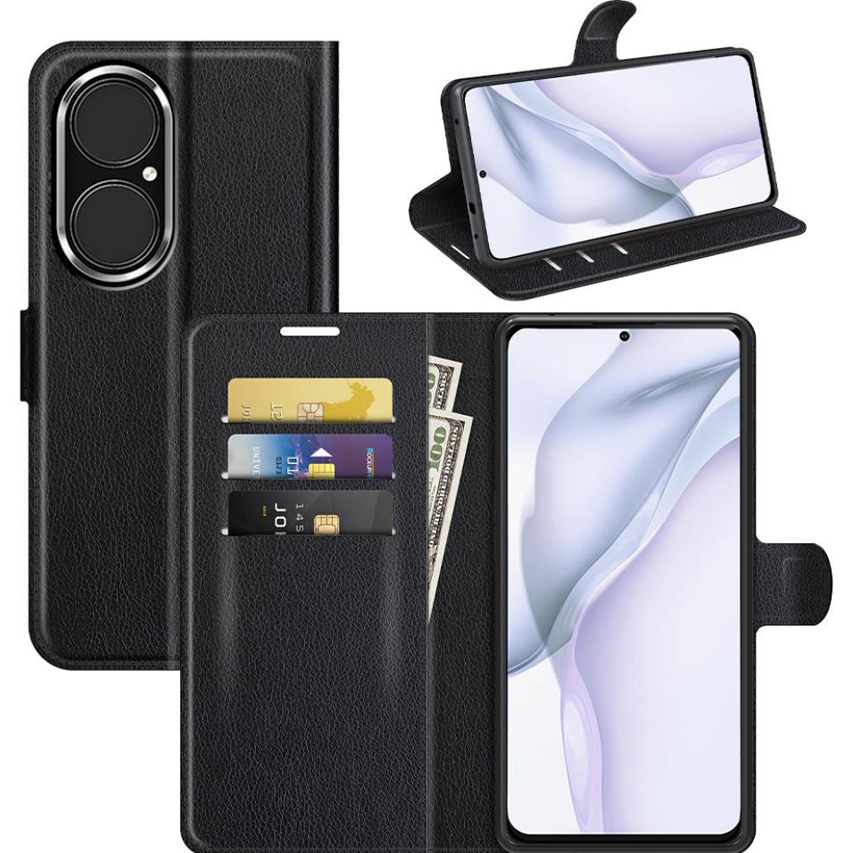 Screenguard Huawei P50 Leather Guard Lederhülle (Huawei P50), Smartphone Hülle, Schwarz