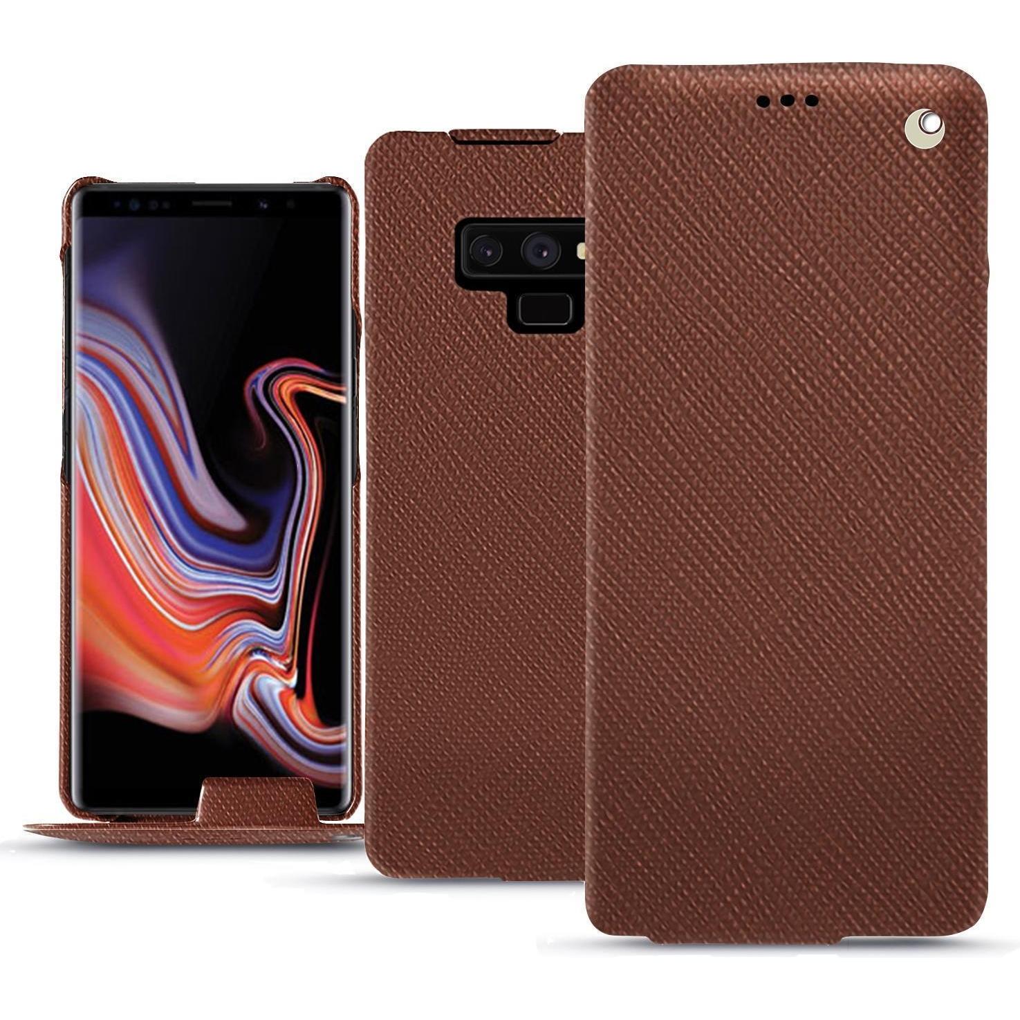 Noreve Lederschutzhülle vertikal (Samsung Galaxy Note 9), Smartphone Hülle, Braun