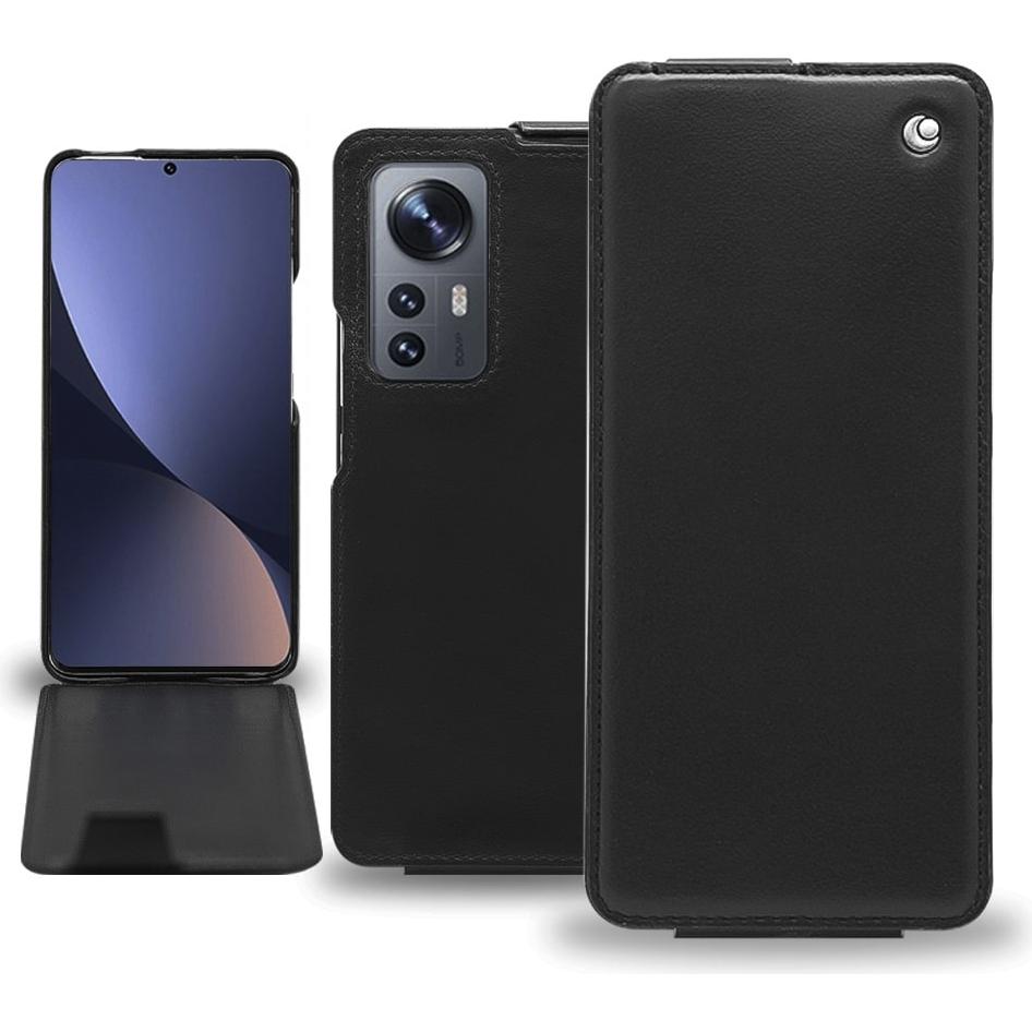 Noreve Lederschutzhülle vertikal (Xiaomi 12 Pro), Smartphone Hülle, Schwarz