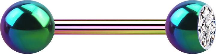 Actual product image Star Piercing Barbell coloured with ball and ball crystal silver (without brass, Titanium)