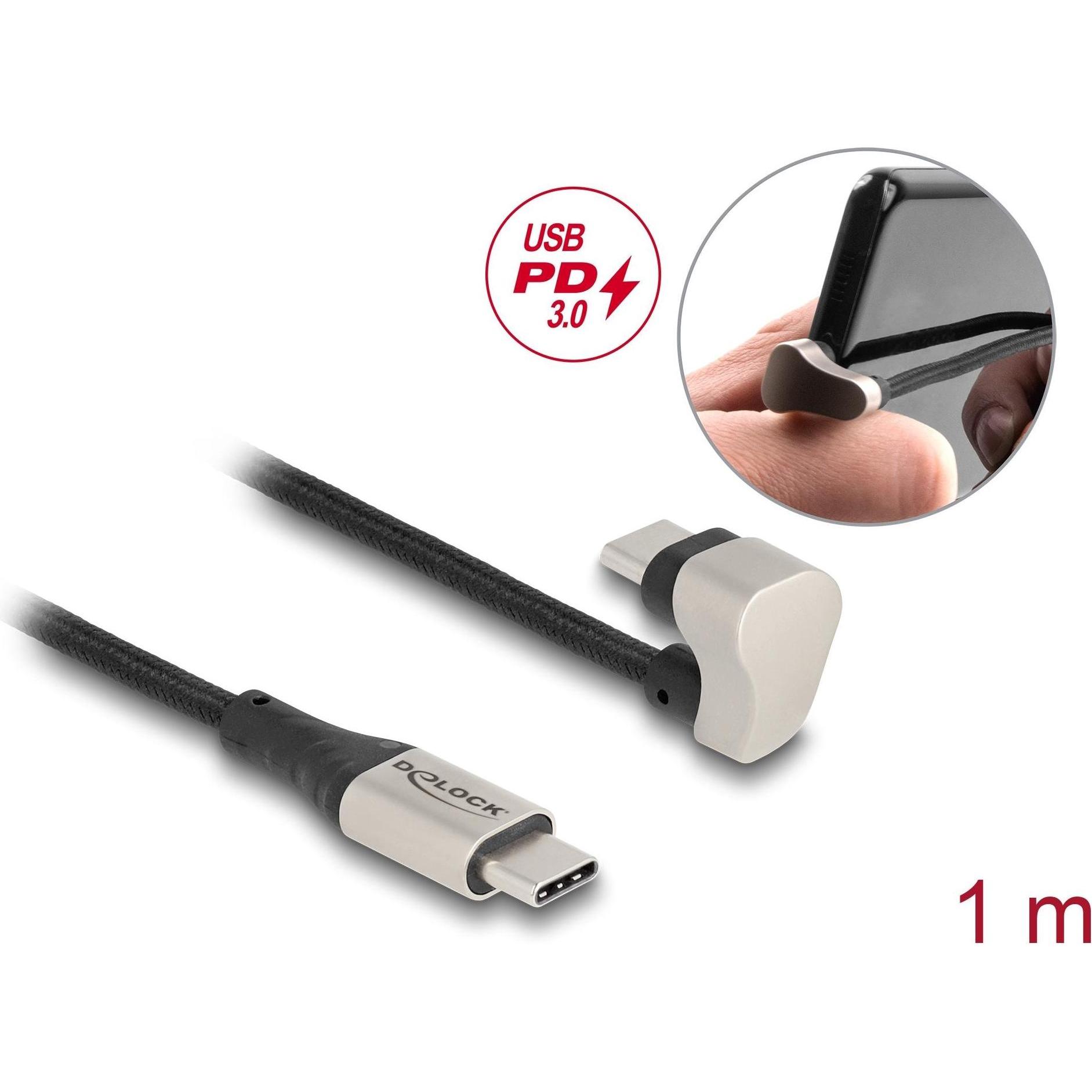 Thumbnail - Delock USB 2.0 Kabel USB Type-C Stecker zu Stecker 180° gewi (1 m, USB 2.0), USB Kabel