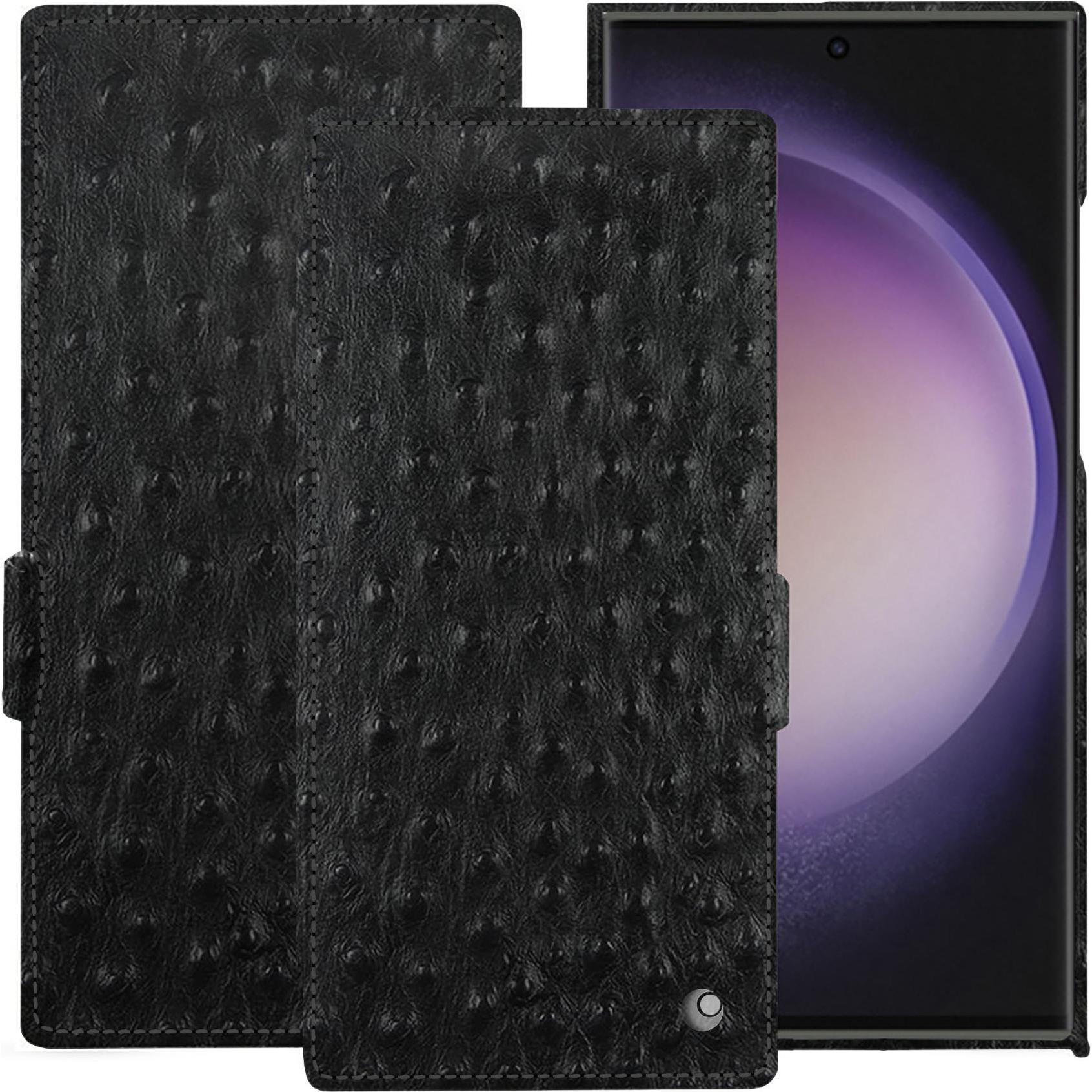 Noreve Lederschutzhülle horizontal (Samsung Galaxy S23 Ultra, Samsung Galaxy S24 Ultra), Smartphone Hülle, Schwarz