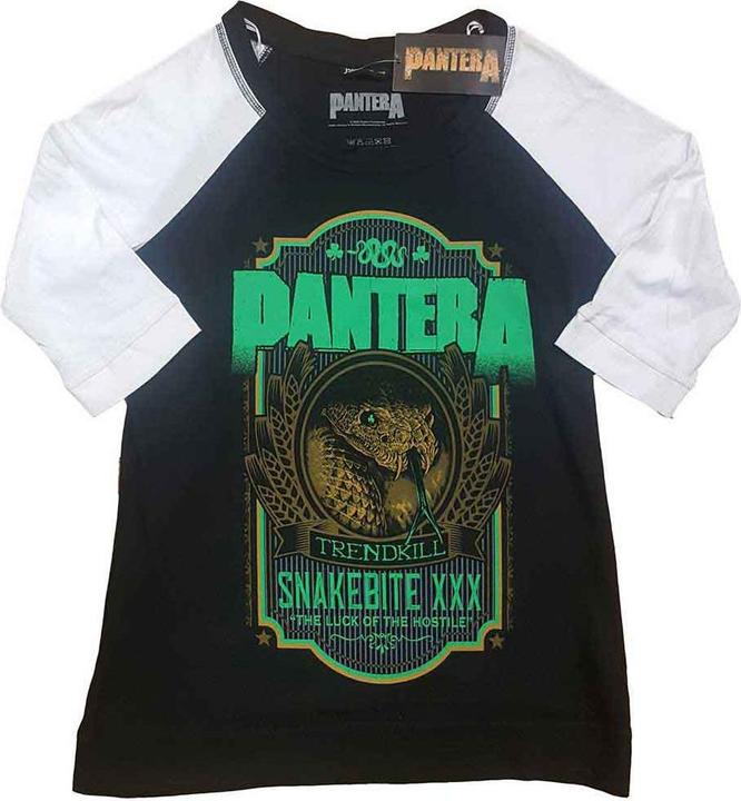 Actual product image Pantera Snakebit XXX Label (Black, Wh) Raglan (Girlie) (3XL)
