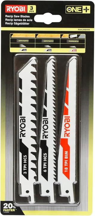 Image du produit Ryobi Jeu de lames de scie sabre 3 pcs. 51320