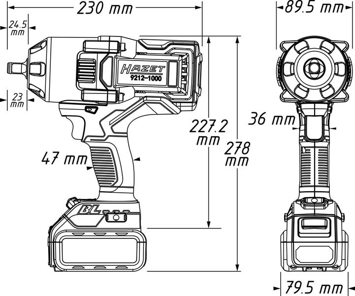 Produktbild HAZET Akku-Schlagschrauber 9212-1000 ∙ Lösemoment maximal: 1400 Nm ∙ Vierkant 12,5 mm (1/2 Zoll)