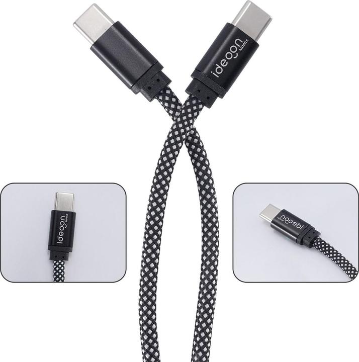 Ideoon 3er-Set Daten- & Ladekabel, 2 Meter, Magnetische Aufrollfunktion, USB-C auf-USB-C, 100 W (2 m, 100 W)