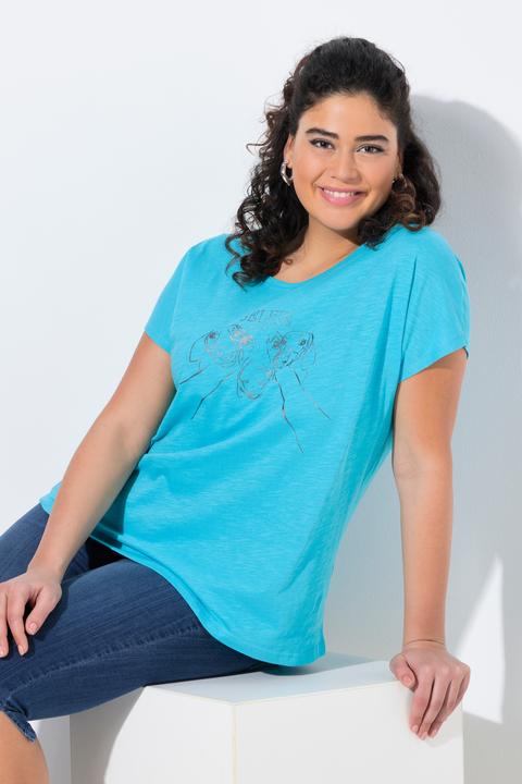 Image du produit Ulla Popken T-shirt oversize à imprimé animal métallisé, col rond et manches courtes (54)